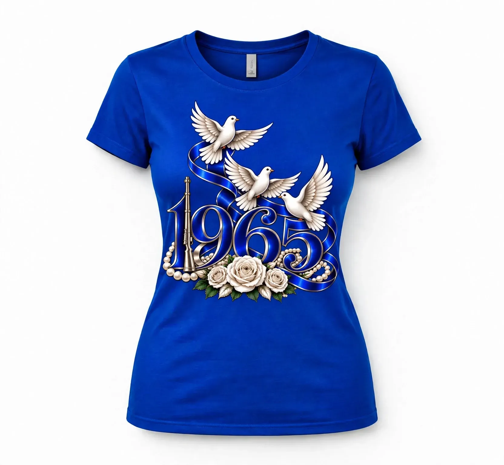 Royal blue 1965 Doves tee, alternate colourway.