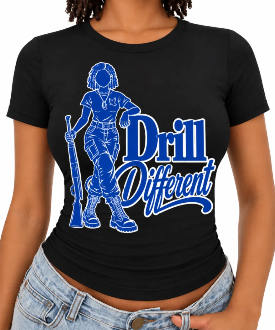 Black fitted Drill Different graphic tee.